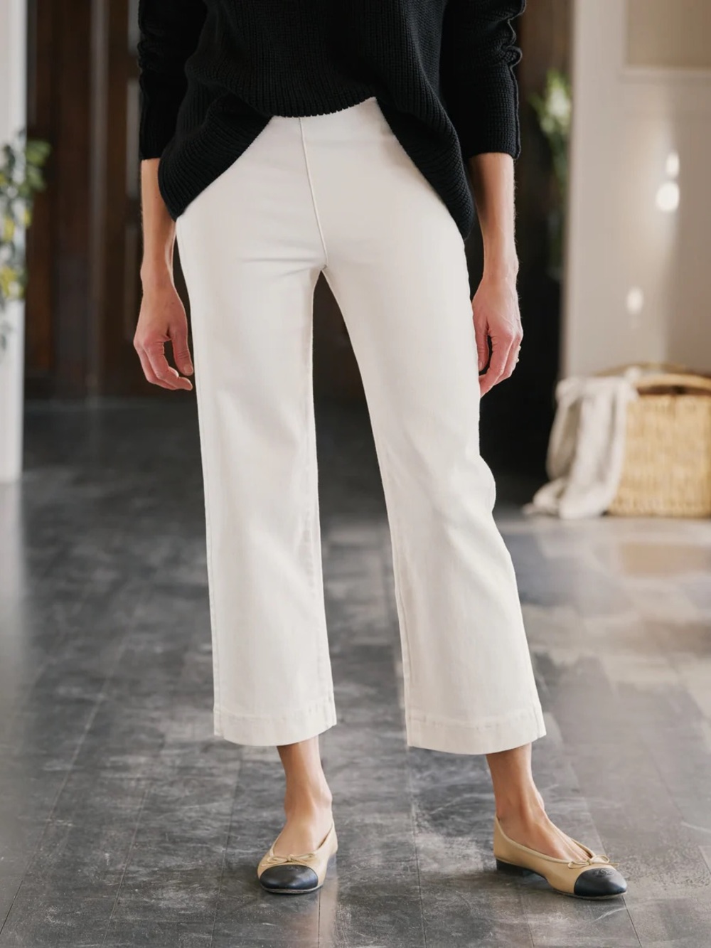 Frank & Eileen Westport Illusion Italian Wide-Leg Pull-On Jean Sz 0 White Denim